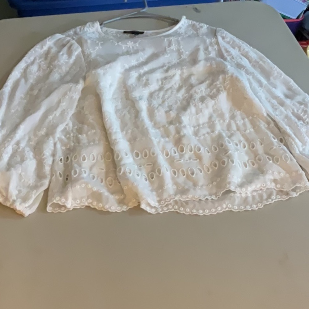 EUC woman’s JCREW white see through type shirt has built on tank top under